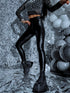One size, faux leather leggings with insulation - BLACK